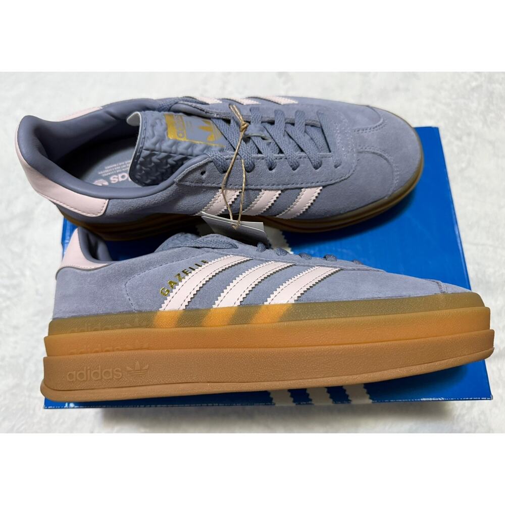Adidas Gazelle Bold J Sneakers Sz 6.5 Youth Silver Violet Pink Gum Sole - Picture 4 of 6